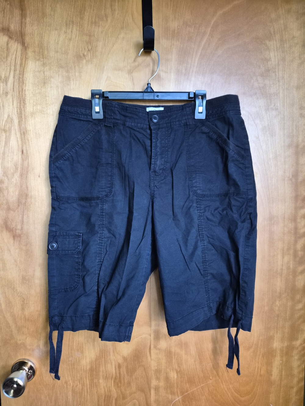 St. John's Bay Black Cargo Drawstring Hem Shorts